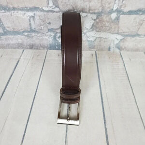 Allen Edmonds Leather Belt Chocolate  Brown Silver Buckle Stamped Size 46